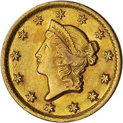 [L#5017] 1849-D G$1 NGC AU58