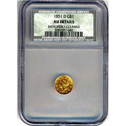 [L#5028] 1851-D G$1 NCS A U details clnd