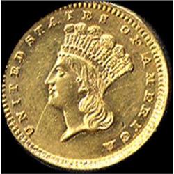 [L#5117] 1885 G$1 AU50 pin scratches