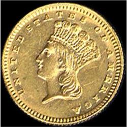 [L#5119] 1887 G$1 Sharpness AU58 pin scratches