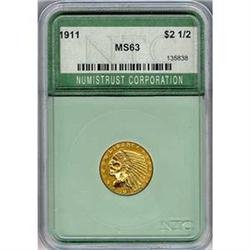 [L#5155] 1911 $2.50 MS60 (Numistrust MS63 graded)
