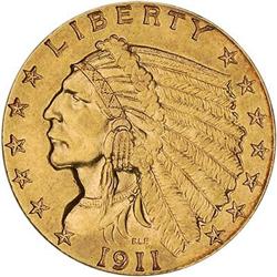 [L#5158] 1911-D $2 1/2 AU55 strong mintmark