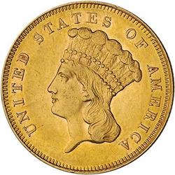[L#5180] 1863 $3 AU55 cleaned