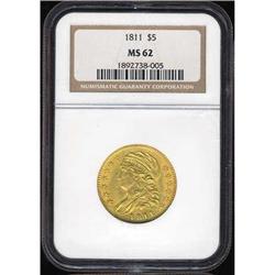 [L#5222] 1811 Small 5 $5 NGC MS62