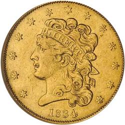 [L#5233] 1834 No Motto $5 Cr 4 EF45