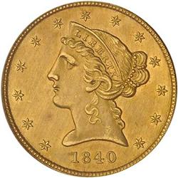 [L#5240] 1840 $5 SEGS MS63 clnd