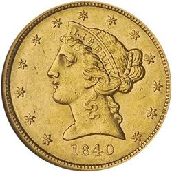 [L#5241] 1840-D $5 NGC AU55