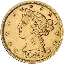 [L#5248] 1854-D $5 NGC AU58