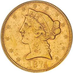 [L#5253] 1874-S $5 PCGS AU55