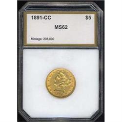 [L#5258] 1891-CC $5 MS60 dull luster