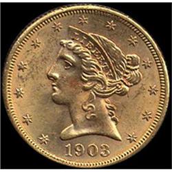 [L#5261] 1903-S $5 MS60 hairlines