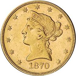 [L#5287] 1870 $10 NCS About Uncirculated detail tooled