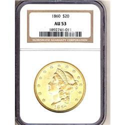 [L#5343] 1860 $20 NGC AU53