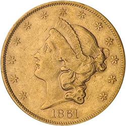 [L#5345] 1861 $20 NGC AU50