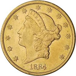 [L#5357] 1884-CC $20 AU50 clnd