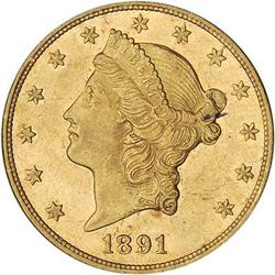 [L#5366] 1891-CC $20 NGC AU58