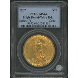 [L#5400] 1907 High Relief $20 WE NGC MS63