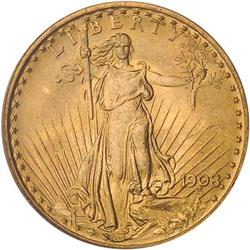 [L#5404] 1908 NM $20 PCGS MS66