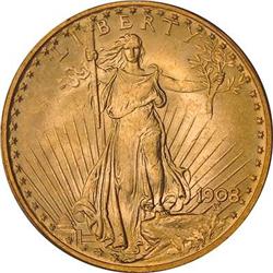 [L#5407] 1908 No Motto $20 PCGS MS64