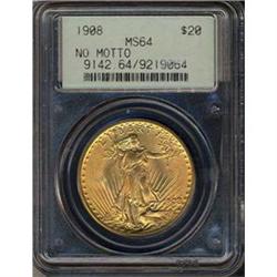 [L#5408] 1908 No Motto $20 PCGS MS64