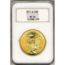 [L#5421] 1911-S $20 NGC MS64