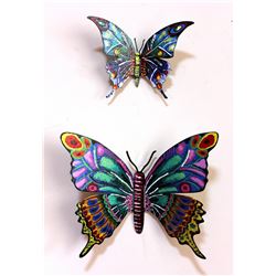 Patricia Govezensky- Original Painting on Cutout Steel (Set of 2) "Set of 2 Butterflies"