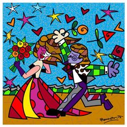 Romero Britto "I Love You" Hand Signed Limited Edition Giclee on Canvas; COA