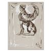 Image 1 : Marta Wiley, "Sphinx" Original Ink Sketch, Hand Signed and Thumb Printed with Certificate of Authent