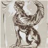 Image 2 : Marta Wiley, "Sphinx" Original Ink Sketch, Hand Signed and Thumb Printed with Certificate of Authent