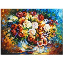 Leonid Afremov "Roses and Wine" Limited Edition Giclee on Canvas, Numbered and Signed; Certificate o