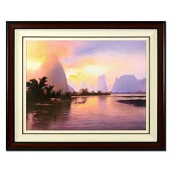 Thomas Leung, "Tropic Dawn" Framed Hand Embellished Limited Edition on Canvas, Numbered 22/100 and H