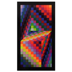 Victor Vasarely (1908-1997), "Axo-77" Heliogravure Print, Titled Inverso.