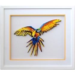 Patricia Govezensky- Original Painting on Laser Cut Steel "Macaw"