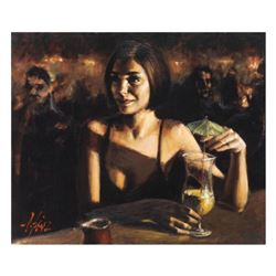 Fabian Perez, "Cocktail In Maui" Hand Textured Limited Edition Giclee on Board. Hand Signed and Numb