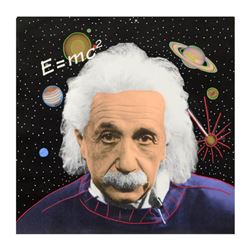 Steve Kaufman (1960-2010), "Einstein" Hand Painted Limited Edition Silkscreen on Canvas from an HC E