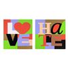 Image 1 : Steve Kaufman (1960-2010), "Love & Hate Set" Limited Edition Silkscreen on Canvas, Each Numbered 33/