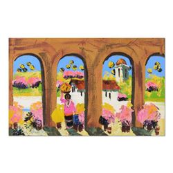 Paul Blaine Henrie (1932-1999), "Tlaquepaque Arches" Original Oil Painting (48" x 30") on Canvas, Ha