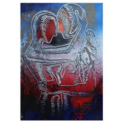 Mark Kostabi, "Let'S Be Chrystal Clear" Mixed Media Original Painting; Hand Signed, with COA.