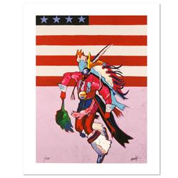 "Fancy Dancer with Flag" is a Limited Edition Giclee on Canvas by John Nieto, Numbered 1/500 and Han