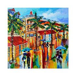 Yana Rafael "Main Street Shops" Hand Signed Original Painting on Canvas with COA