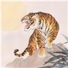 Image 2 : Caroline Young, "Tiger" Framed Original Gouache Painting on Mother of Pearl Paper, Hand Signed with 