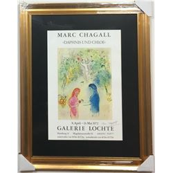 MARC CHAGALL "DAPHNIS UND CHLOE" ORIGINAL EXHIBITION LITHOGRAPH H/S & FRAMED