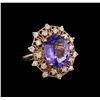 Image 1 : 10.16 ctw Tanzanite and Diamond Ring - 14KT Rose Gold