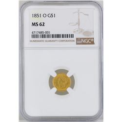 1851-O $1 Gold Coin NGC MS62