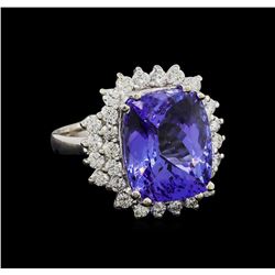 11.23 ctw Tanzanite and Diamond Ring - 14KT White Gold