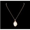 Image 1 : 27.11 ctw Opal and Diamond Pendant With Chain - 14KT Rose Gold