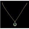 Image 1 : 4.38 ctw Emerald and Diamond Pendant With Chain - 14KT Yellow Gold