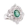 Image 1 : 1.54 ctw Emerald and Diamond Ring - 14KT White Gold