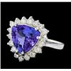 Image 1 : 3.70 ctw Tanzanite and Diamond Ring - 14KT White Gold