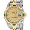 Image 1 : Rolex Ladies 2 Tone 18K Quickset Champagne Diamond & Emerald Datejust Wristwatch